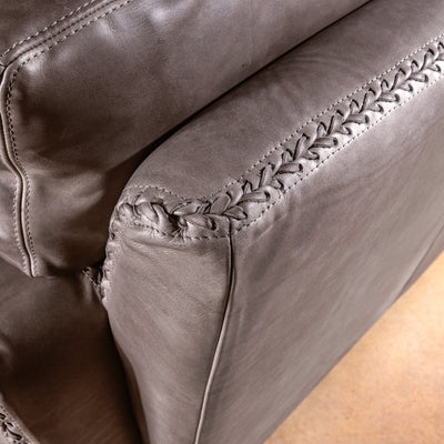 Rear stitching detail on the Cortez Leather Sofa
