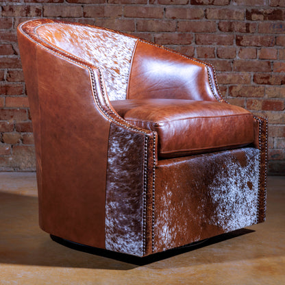 western cowhide swivel chair