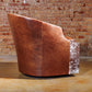 Longhorn Hide Swivel Leather Barrel Chair