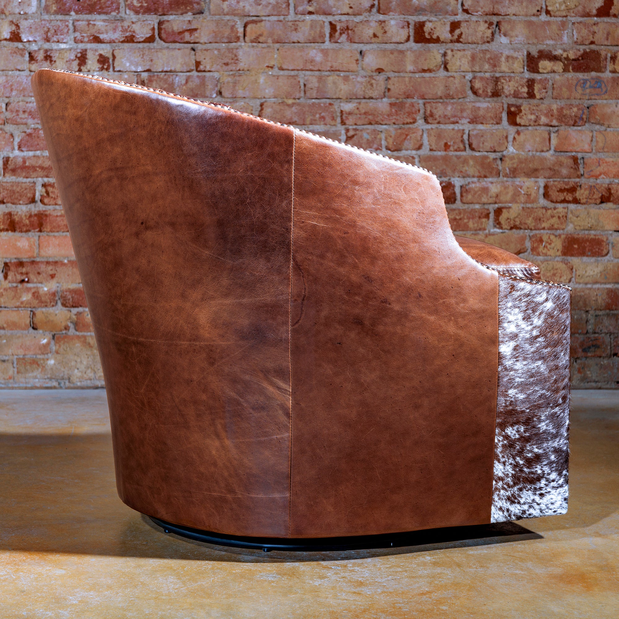 western cowhide swivel chair