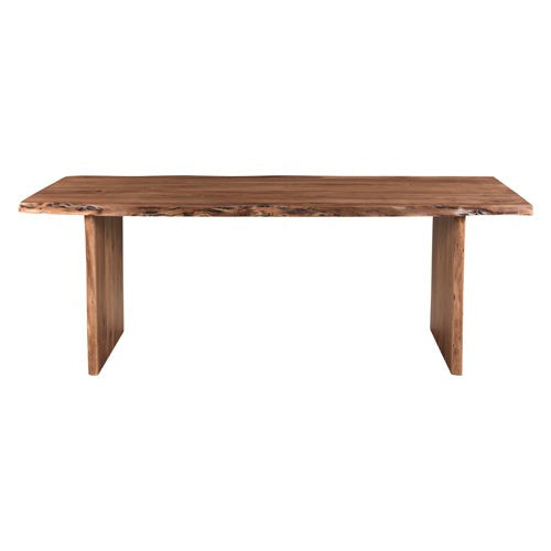 Expertly crafted with a live edge and made of acacia wood, the Crestone Dining Table with Wood Base is a solid and stylish addition to any dining space. Enhance your dining experience with this durable and unique piece.