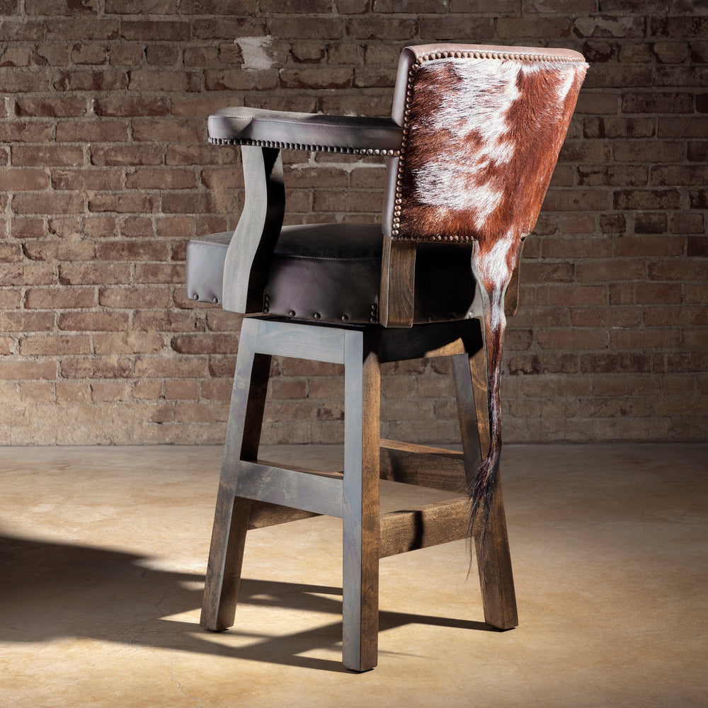 Custom Western Bar Stool | Client-Supplied Hide Options – Into The West