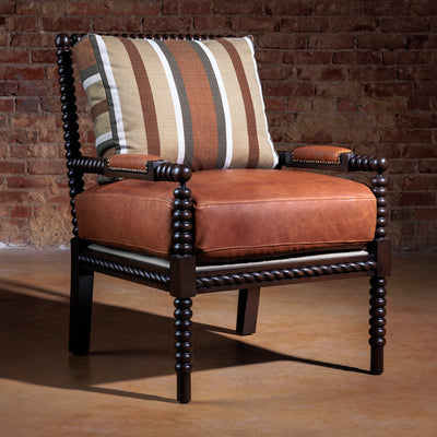custom-western-spool-accent-chair-front-view
