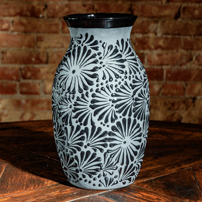 Textured Black & Gray Vase Trio
