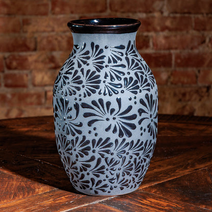 Textured Black & Gray Vase Trio