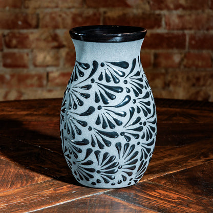 Textured Black & Gray Vase Trio