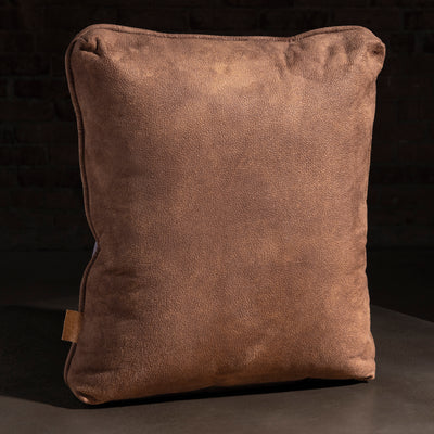 Dustline Bronco Rider Leather Western Throw Pillow western throw pillow with soft suede back, tailored piping, and warm saddle-brown tone