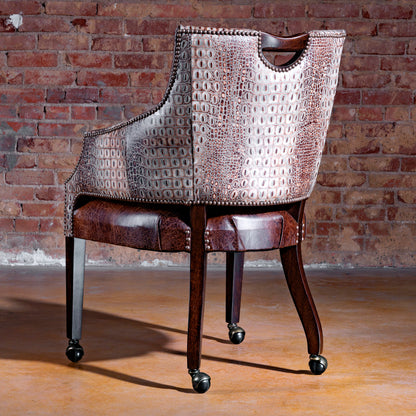 The Gambler’s Mark Western Poker Chair in embossed top-grain leather back view