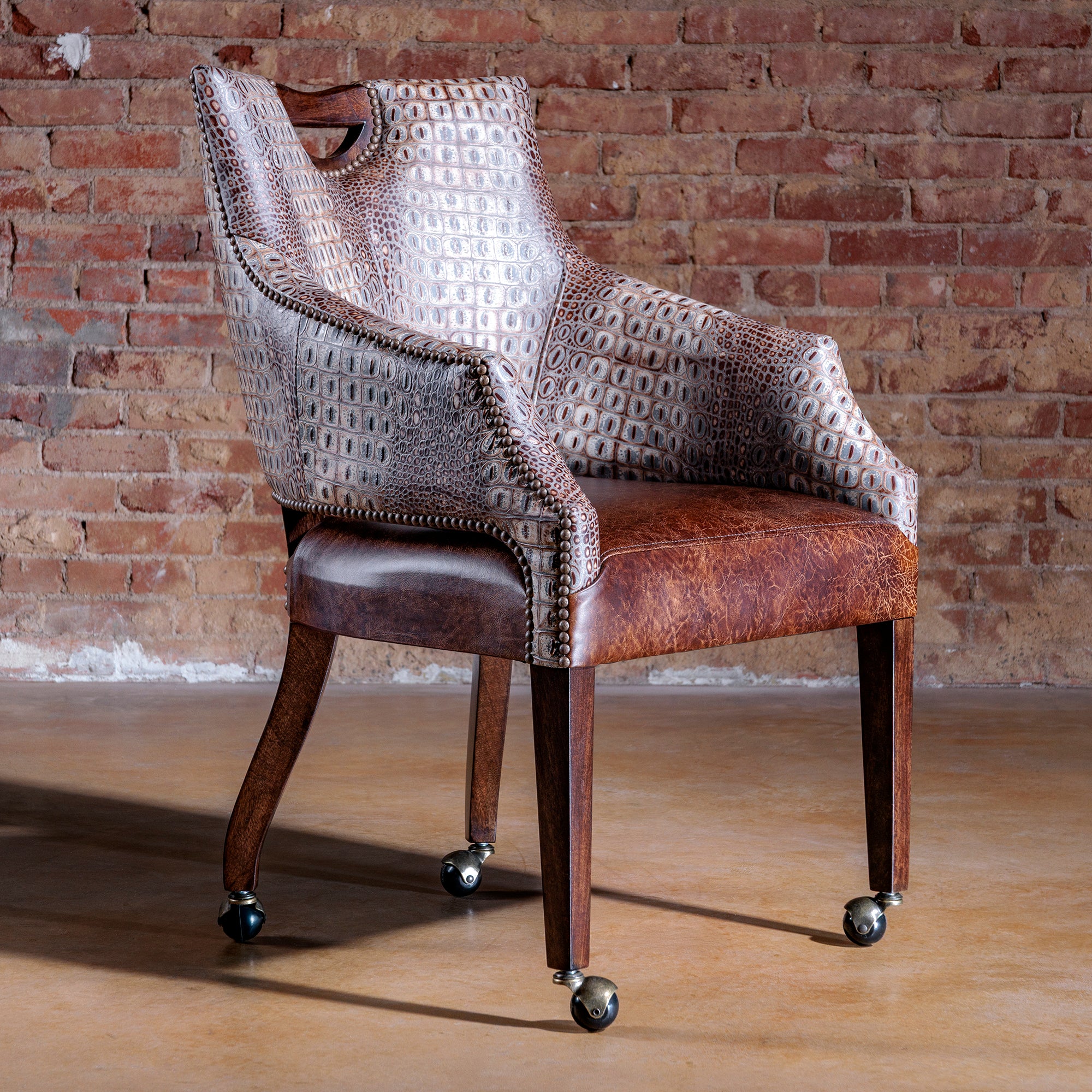 The Gambler’s Mark Western Poker Chair in embossed top-grain croc leather 