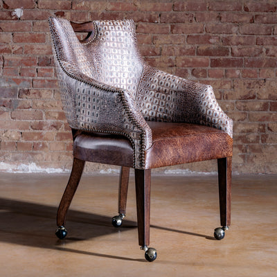 The Gambler’s Mark Western Poker Chair in embossed top-grain croc leather 