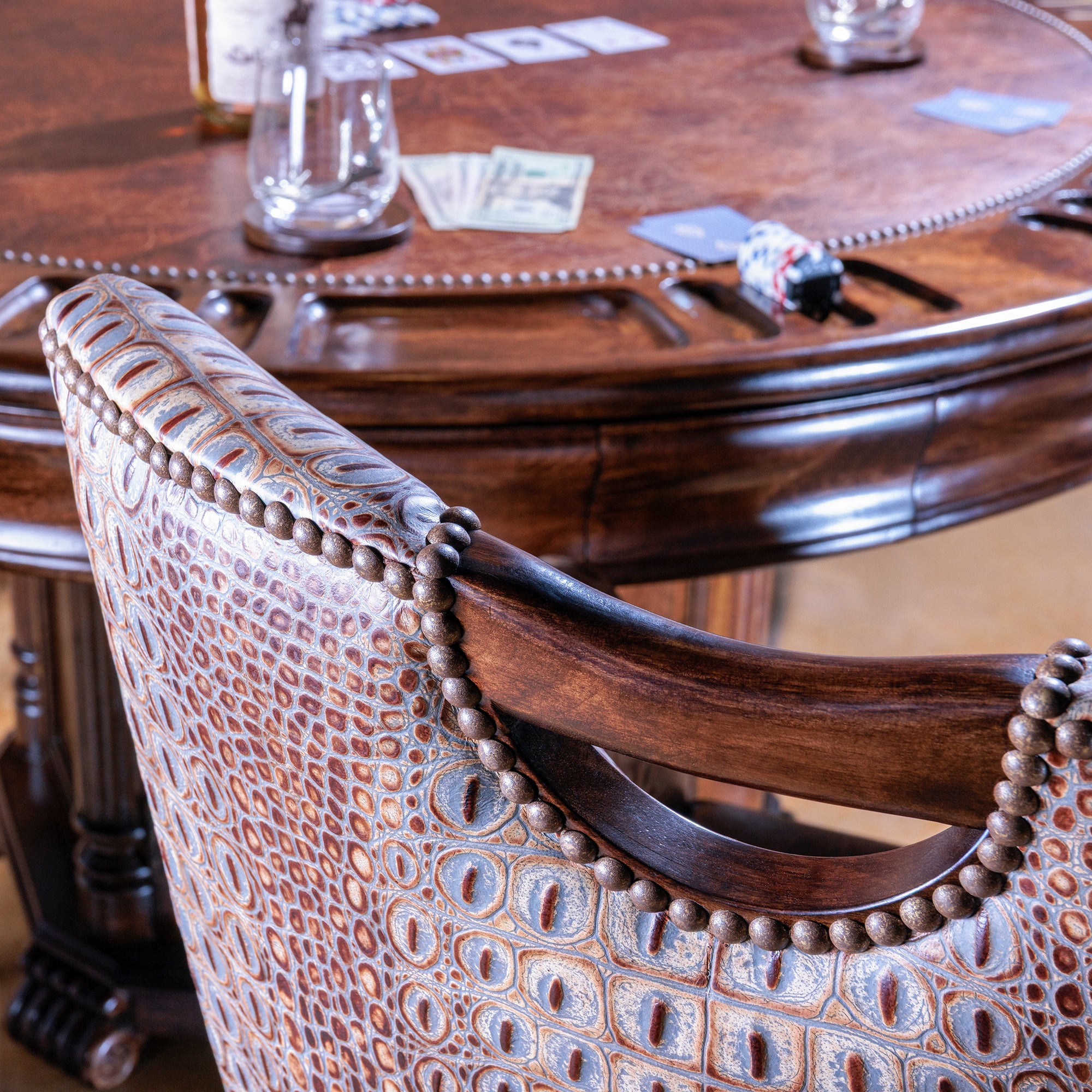The Gambler’s Mark Western Poker Chair in embossed top-grain croc leather 
