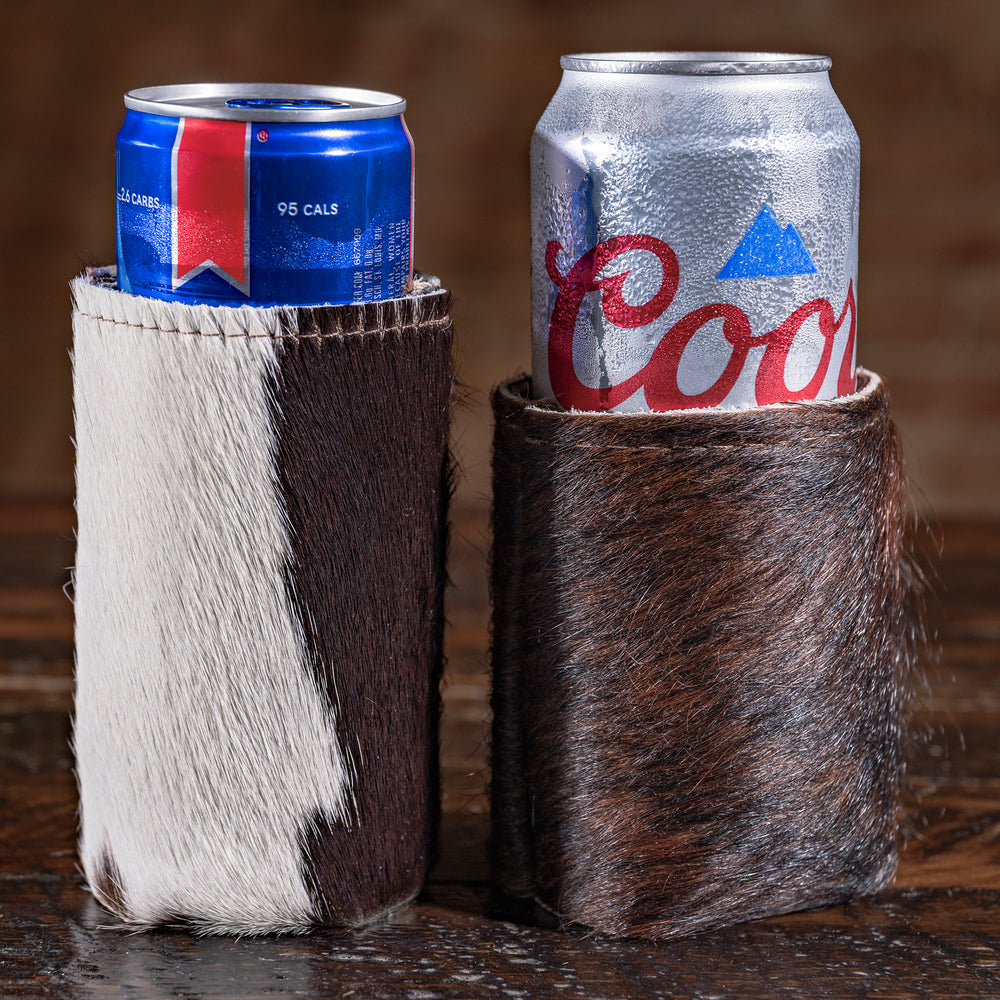 Coozie Rack Hidebound Koozie | Genuine Cowhide Western Drink Holder – Into The West