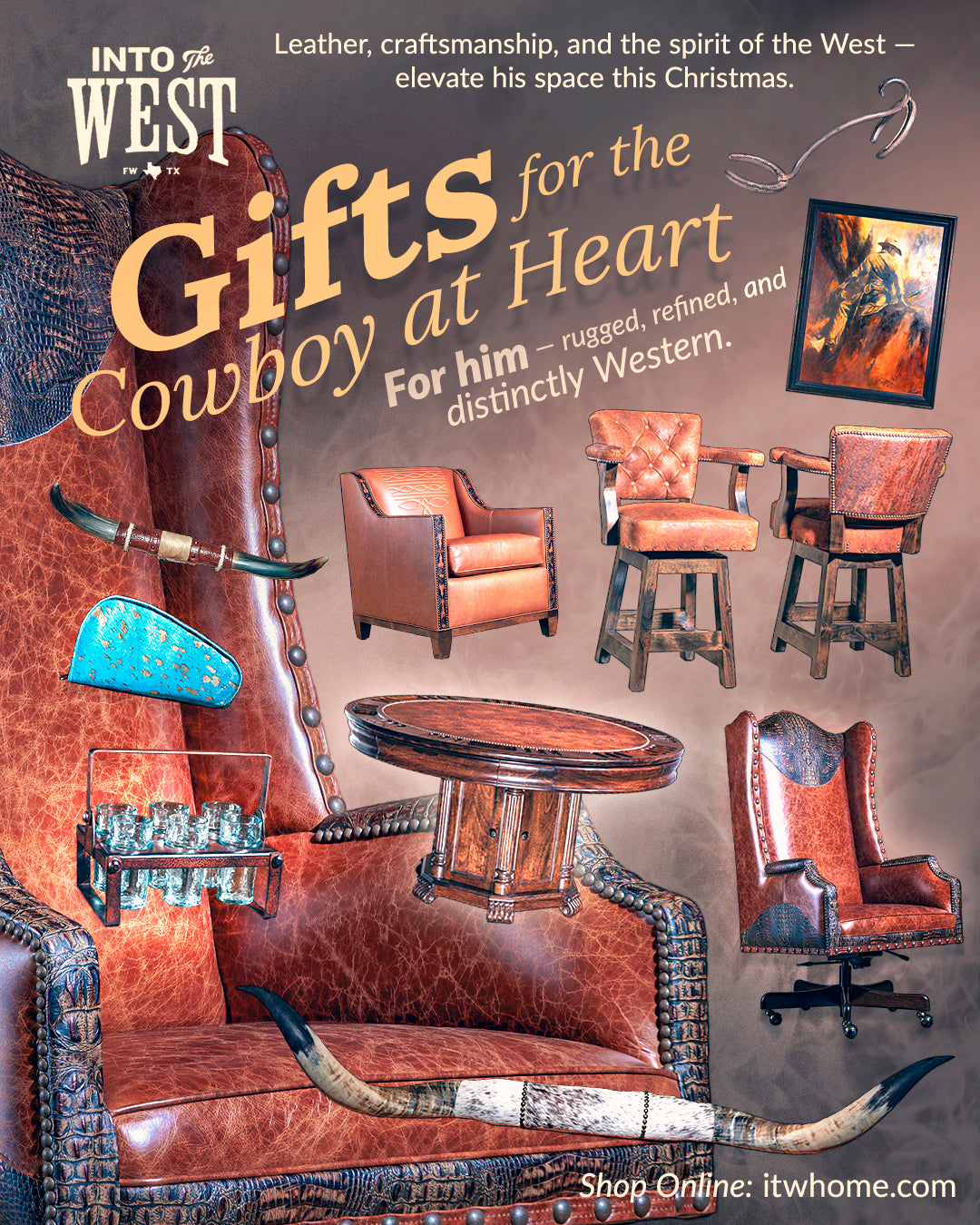Western gifts for him featuring handcrafted leather, forged metal, and rustic heirloom pieces.