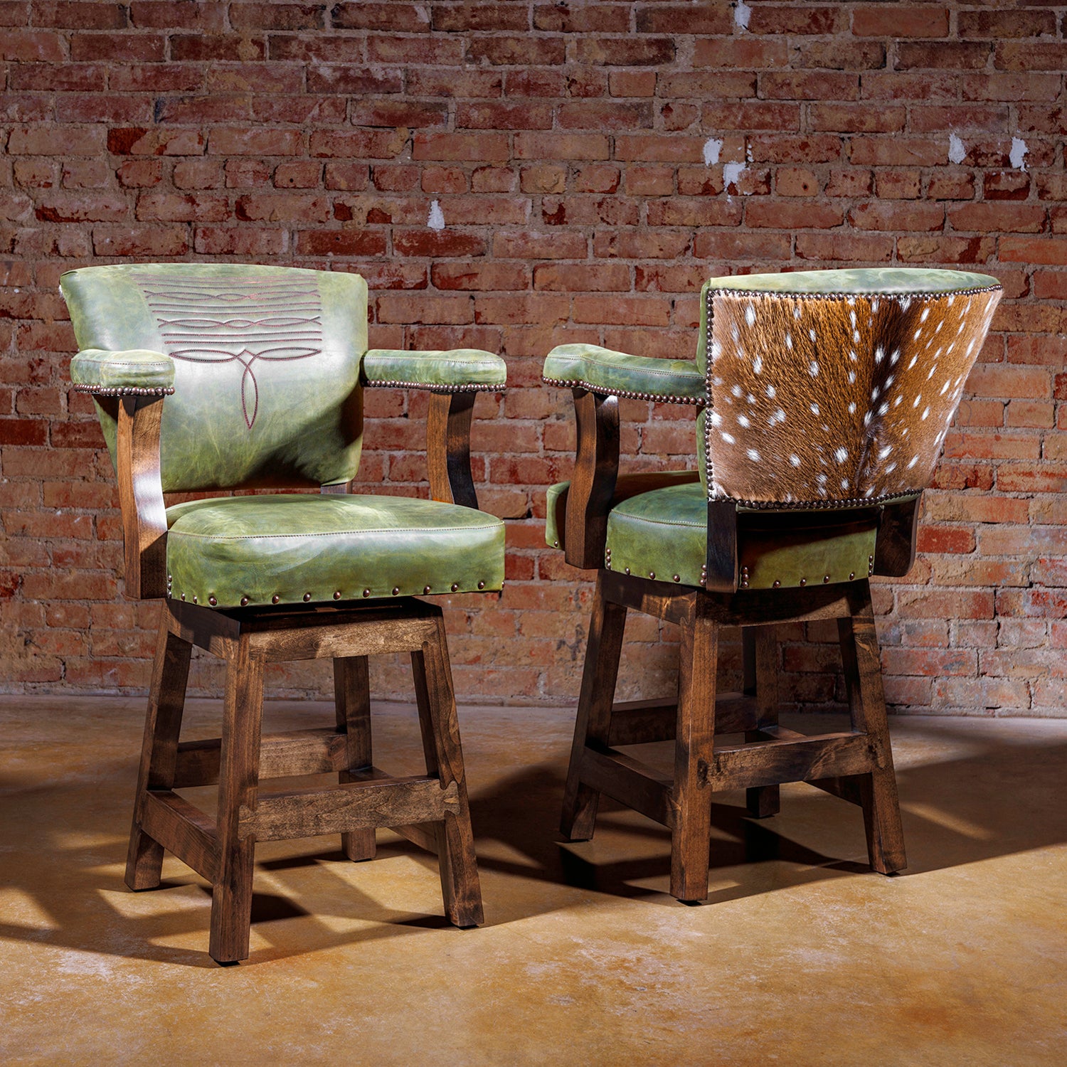 Green Leather Barstool for Western Furniture Shopping