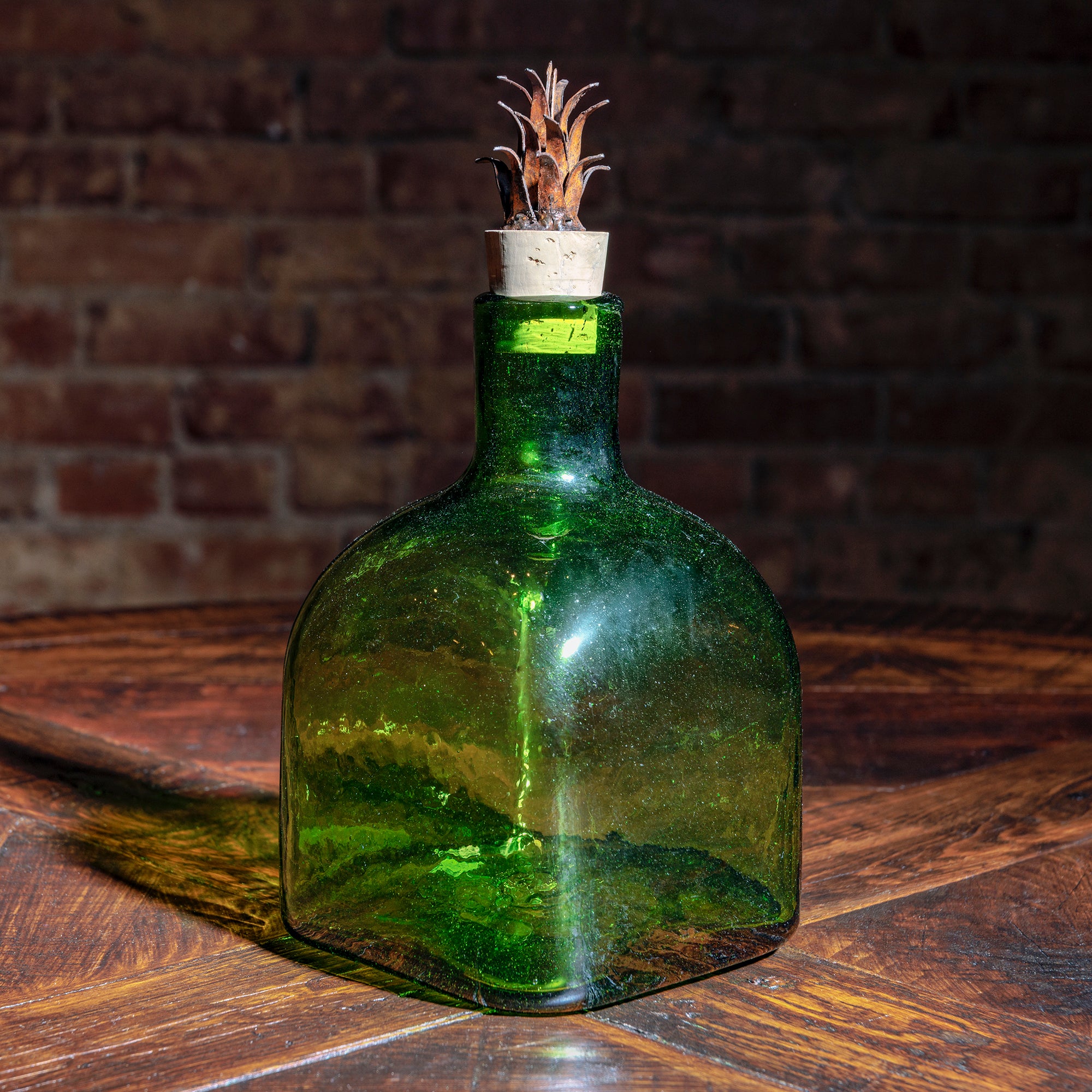 Southwest Blown Glass Bottle Set in Metal Tray