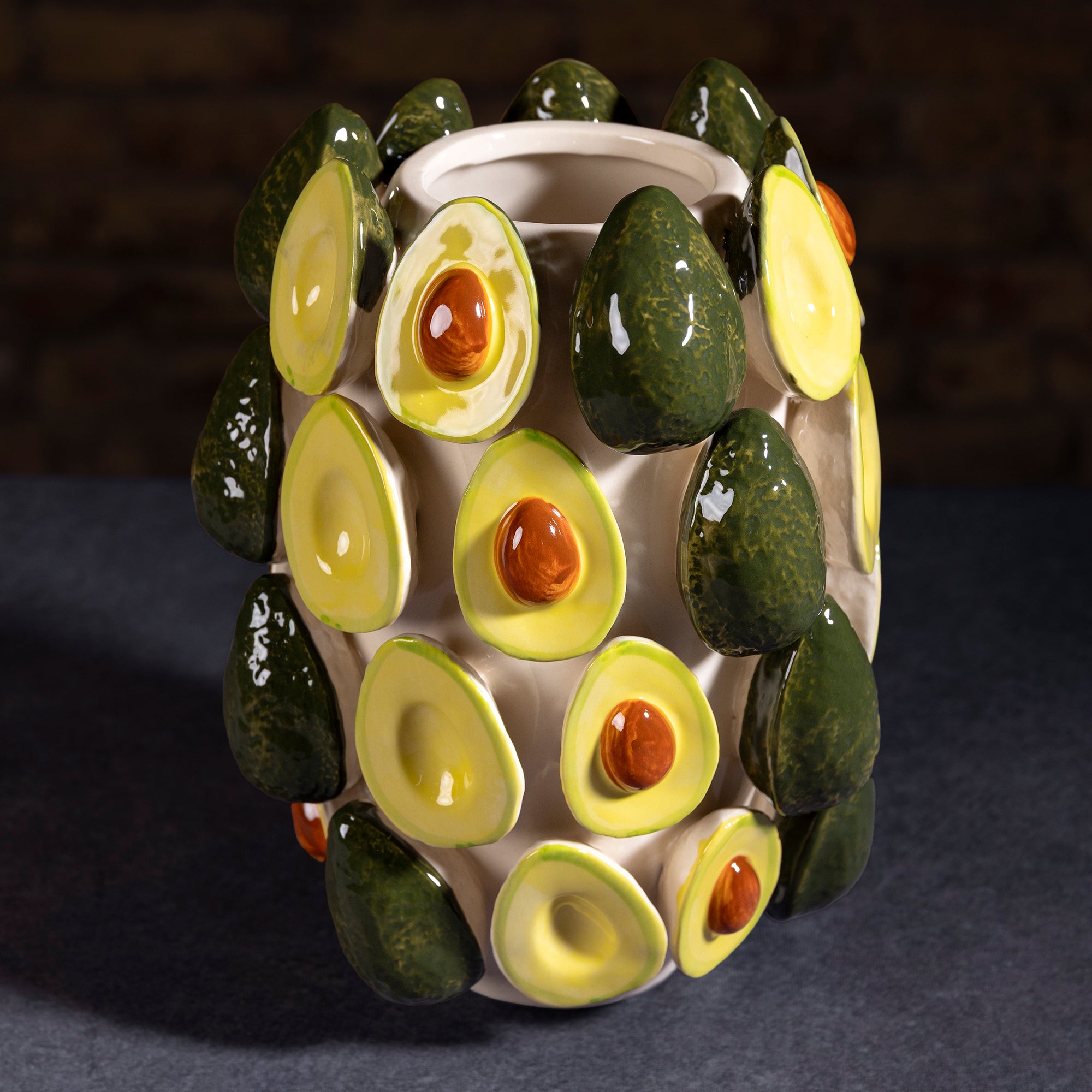 Hacienda Avocado Jar – hand-painted ceramic avocado vessel for Western kitchen décor