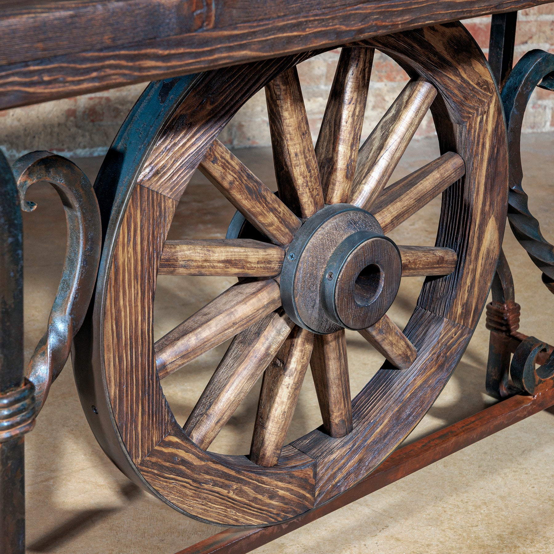 Hacienda Wagon Wheel Console Table – Rustic Western Entryway Furniture ...