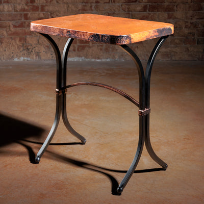 hammered copper and wrought iron accent table