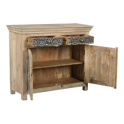 rustic hand-carved mango wood console