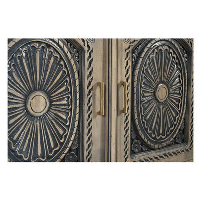 rustic hand-carved mango wood console