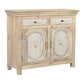 Expertly crafted with beautiful mango wood, this two drawer two door console is both functional and stylish. The intricate hand-carved design adds a touch of elegance to any room. With a pebble beige and white finish, this console is a versatile addition to your home decor.