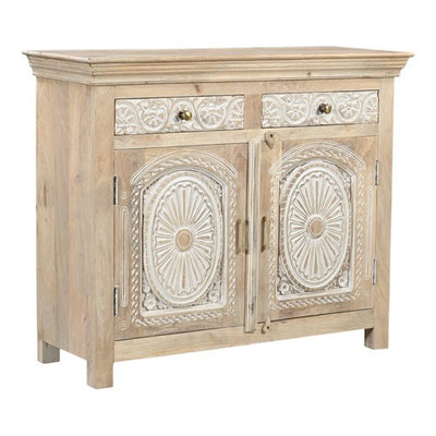 upscale distressed mango wood console