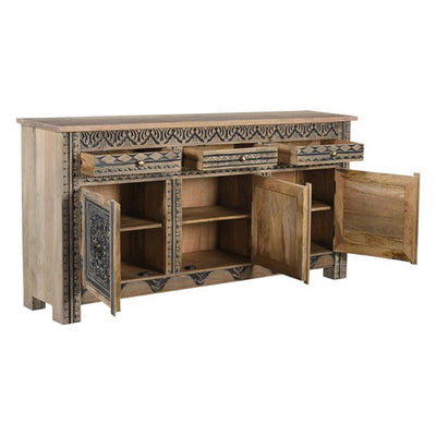rustic hand-carved mango wood console