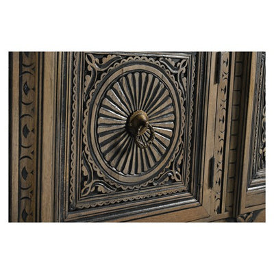 rustic hand-carved mango wood console