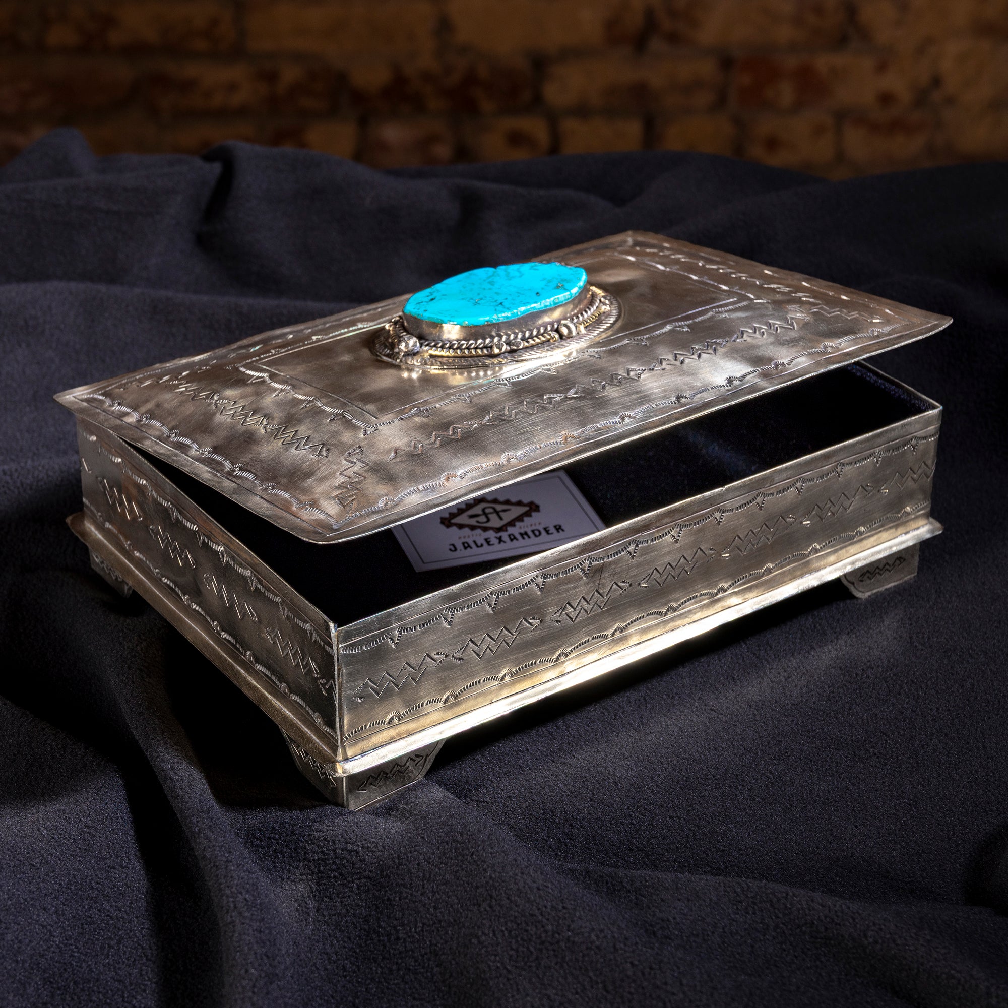 Comstock Turquoise Heirloom Box | Handmade German Silver by J