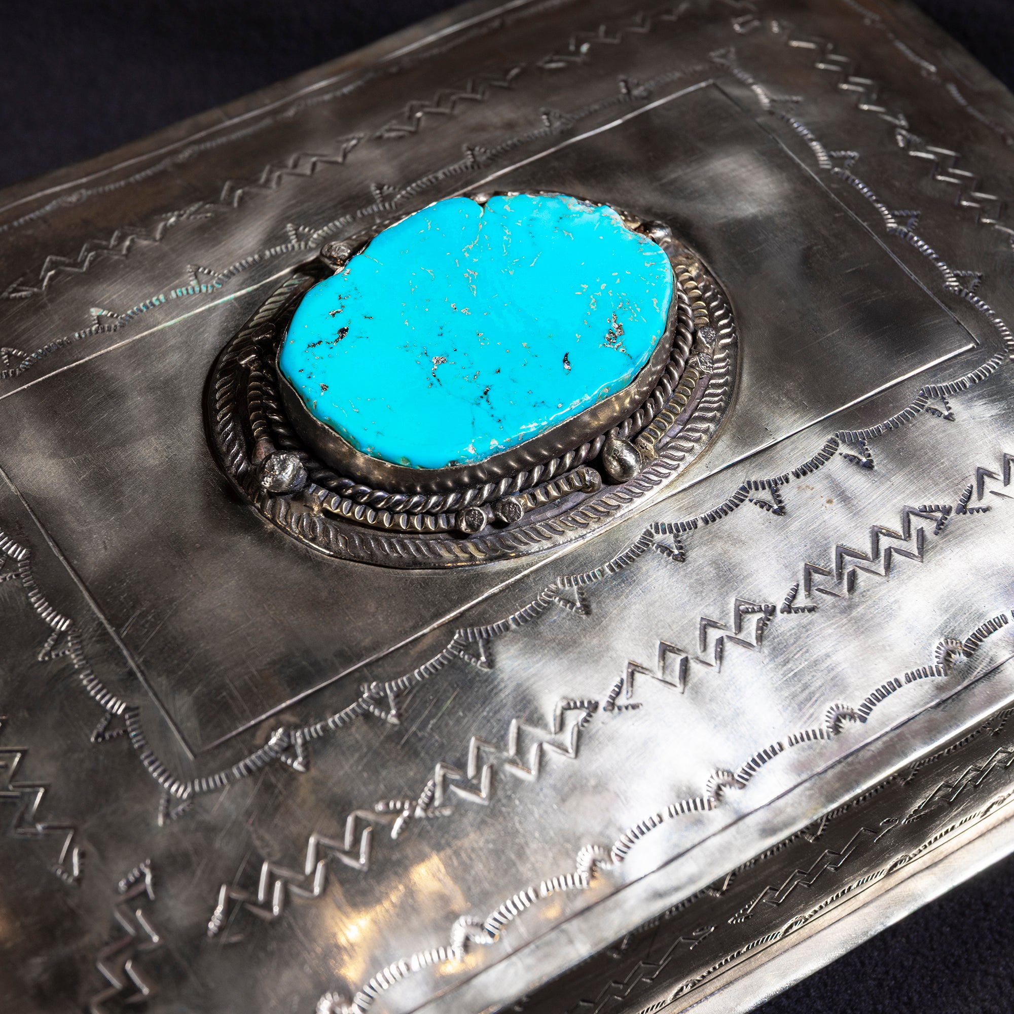 Comstock Turquoise Heirloom Box | Handmade German Silver by J