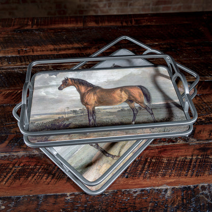 Horse illustration serving tray from Into The West — Western-style metal tray perfect for ranch or farmhouse entertaining.