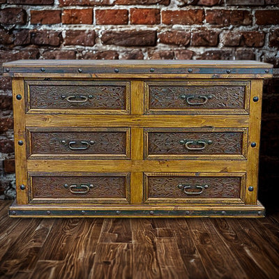 Iron & Tooled Leather Dresser Iron & Tooled Leather Dresser