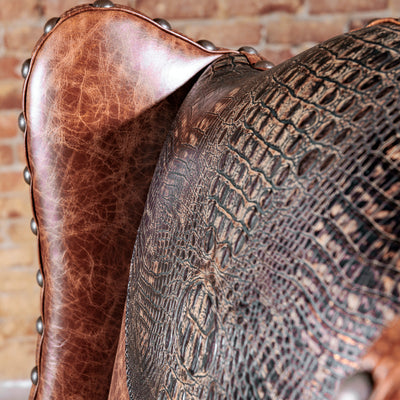Croc-embossed leather detail on the Laramie Croc Wingback Desk Chair