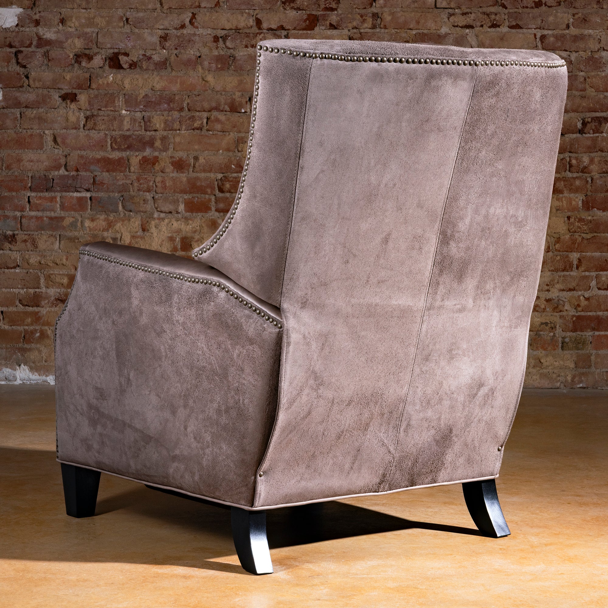 Back view of the Silver Spur Recliner with suede detail