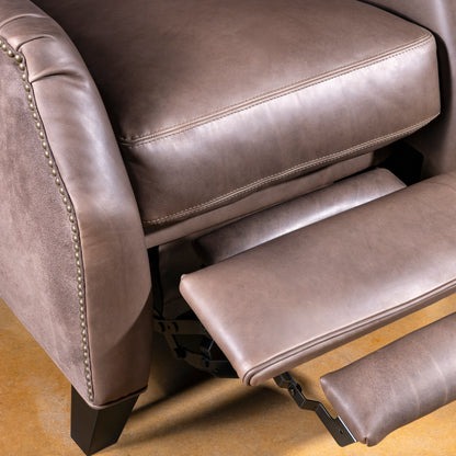 Footrest detail of the Silver Spur Recliner in leather