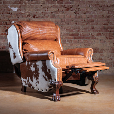 Leather Cowhide Recliner fully Reclined Position recliner view