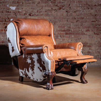 Leather Cowhide Recliner fully Reclined Position recliner view
