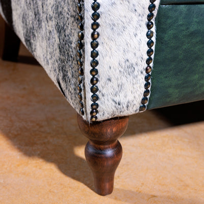 top grain leather and cowhide accent chair
