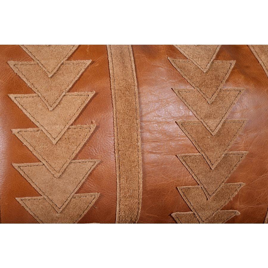 Genuine Leather & Suede Arrow Tasseled Lumbar Pillow