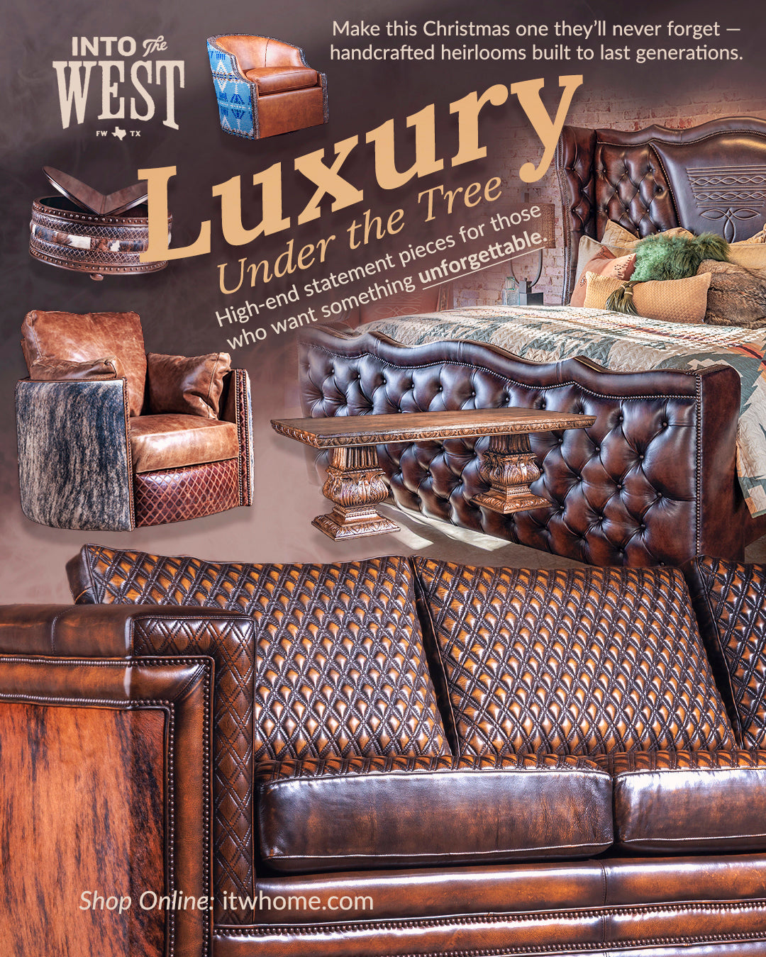 Luxury Western heirloom gift collection featuring handcrafted leather, wood, and silver statement pieces.