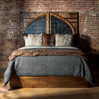 Rustic mango wood and iron Western bed