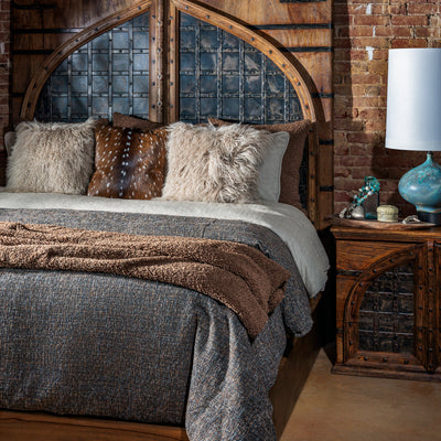 Rustic mango wood and iron Western bed