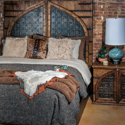 Rustic mango wood and iron Western bed