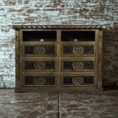 Cowhide Rope & Star Media Dresser