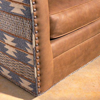 360-degree swivel base of Western leather and fabric chair