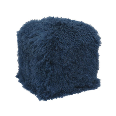 This Tibetan Lamb Pouf is a luxurious, solid wood cube wrapped in plush foam and soft tibetan lamb, perfect for extra seating in a living room or as a vanity stool. Its versatility makes it a great addition to any home. It can also be used as an ottoman!