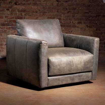 upscale transitional leather swivel chair