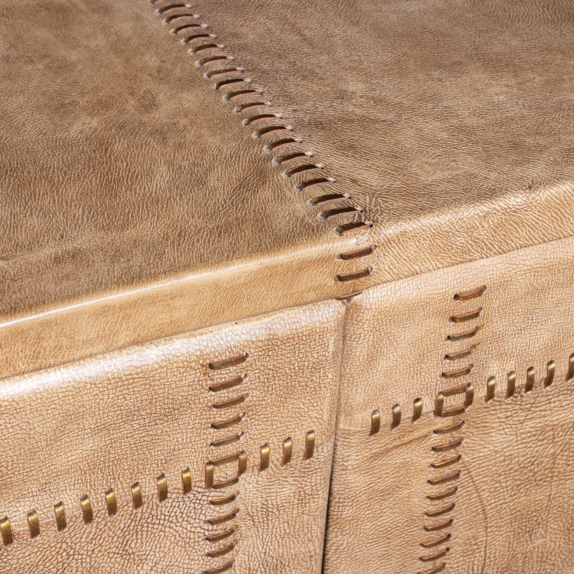 Palisade Bone Buffet western buffet high-angle detail showing bone leather top and stitched panel construction.