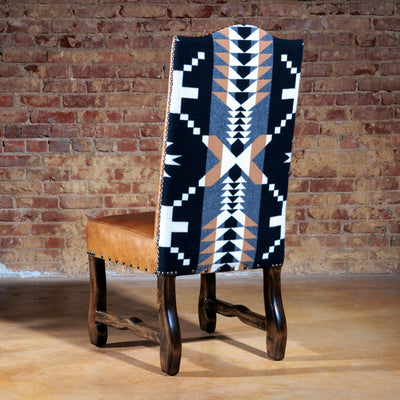 Rear view showing full Pendleton® pattern and leather trim