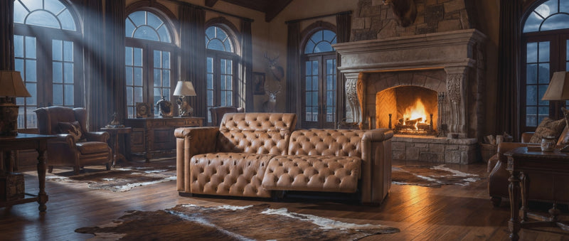 Luxury Western sofa in a ranch estate great room